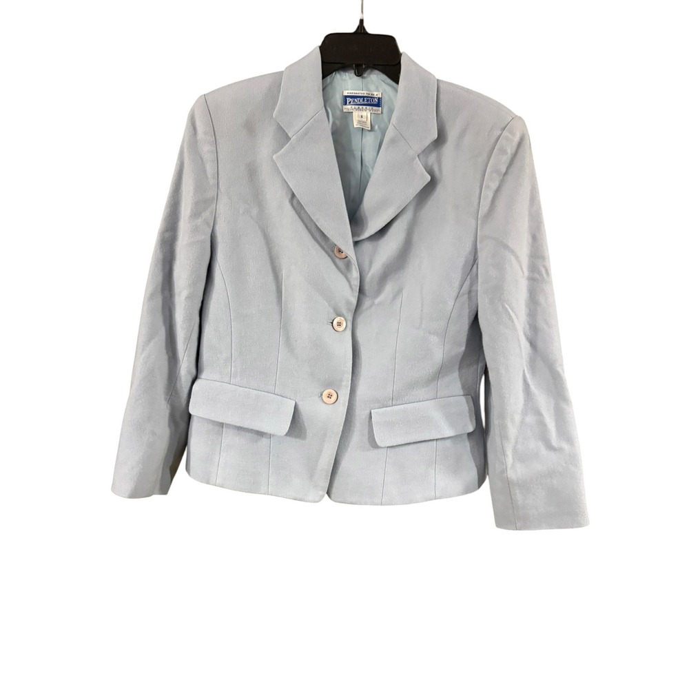 Pendleton Classic Light Blue 100% Virgin Wool Blazer Jacket Womens Size 6 USA‎